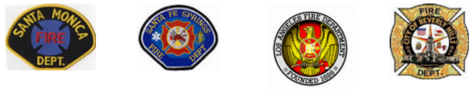 Logos: Santa Monica Fire Department, Santa Fe Springs Fire Department, Los Angeles Fire Department, Beverly Hills Fire Department