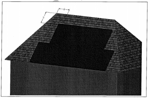 Full hip roof with solar panels showing required clearances at the edges and ridge