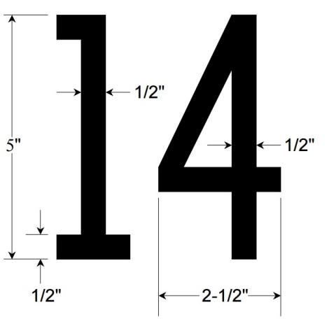 Example of street address numbers with dimensions