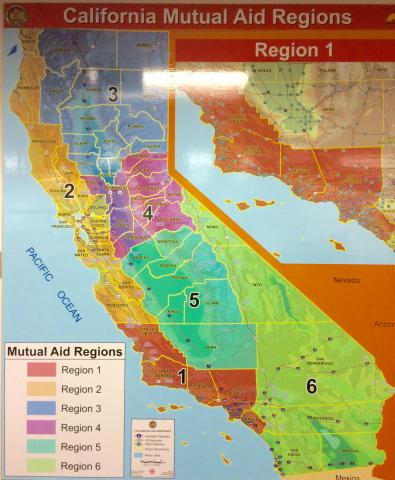 Map of California Mutual Aid Regions