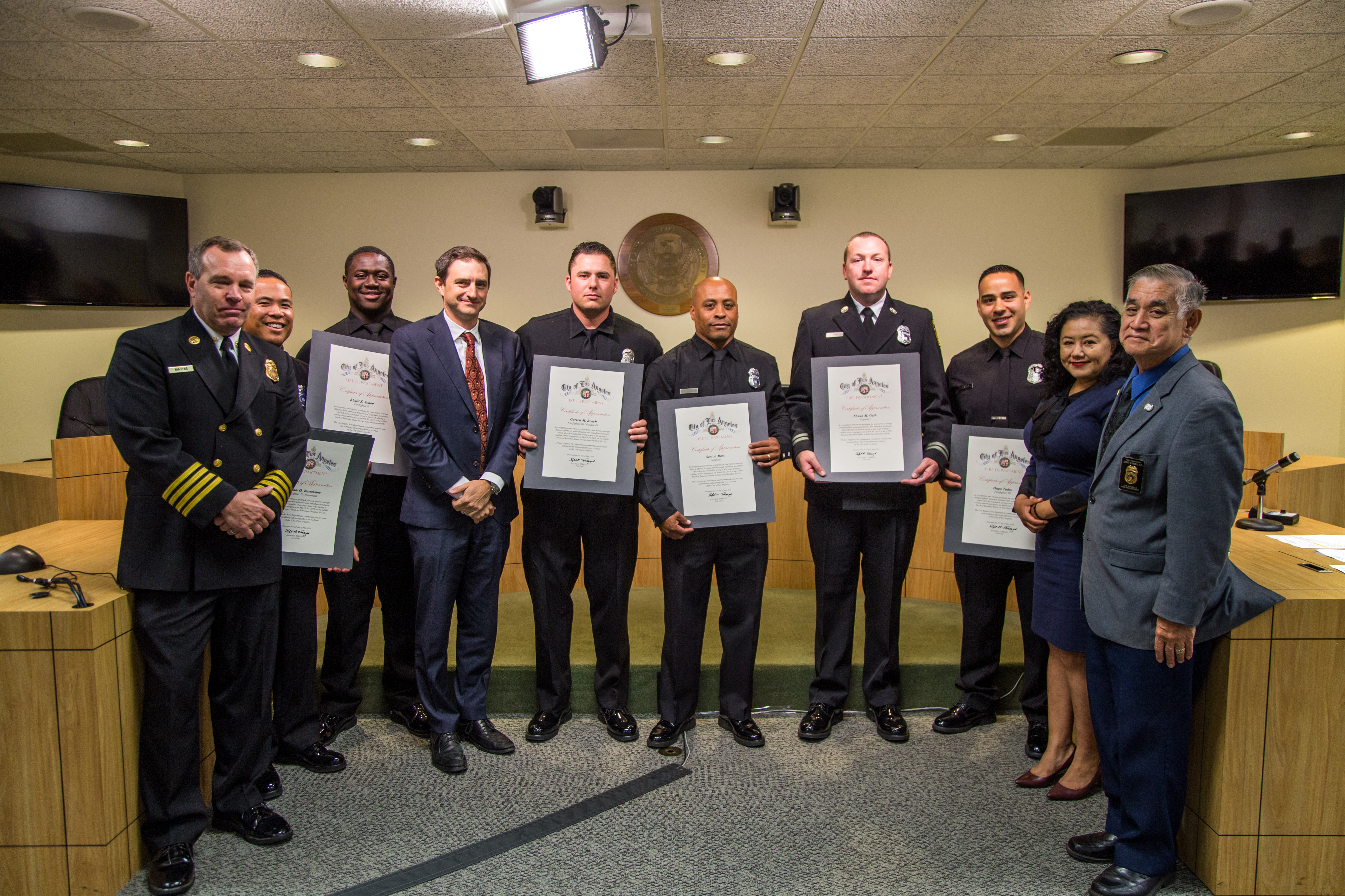 Engine and Rescue Crew with Fire Commissioners